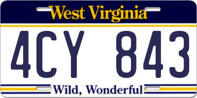 WV license plate 4CY843