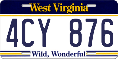 WV license plate 4CY876