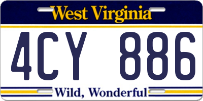 WV license plate 4CY886