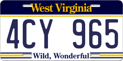 WV license plate 4CY965
