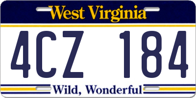 WV license plate 4CZ184