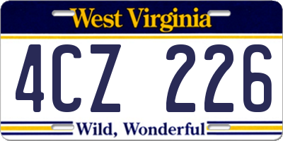 WV license plate 4CZ226
