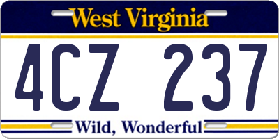 WV license plate 4CZ237