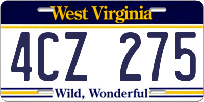WV license plate 4CZ275