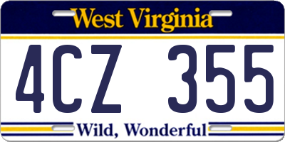WV license plate 4CZ355