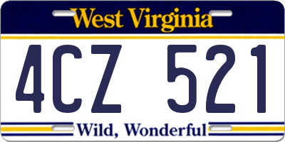 WV license plate 4CZ521