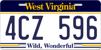 WV license plate 4CZ596