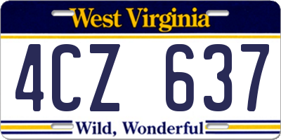 WV license plate 4CZ637