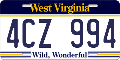 WV license plate 4CZ994