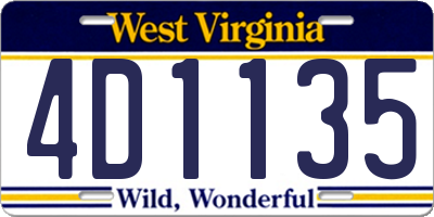 WV license plate 4D1135