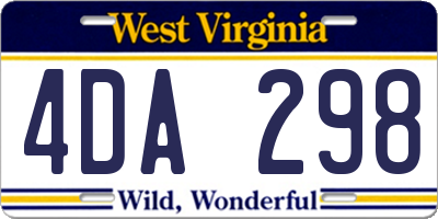 WV license plate 4DA298