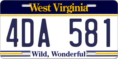 WV license plate 4DA581