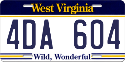 WV license plate 4DA604