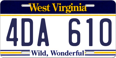 WV license plate 4DA610