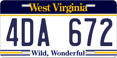 WV license plate 4DA672