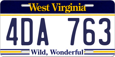 WV license plate 4DA763