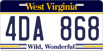 WV license plate 4DA868