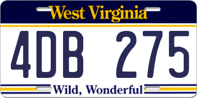 WV license plate 4DB275