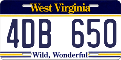 WV license plate 4DB650