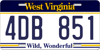 WV license plate 4DB851