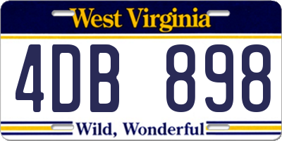 WV license plate 4DB898