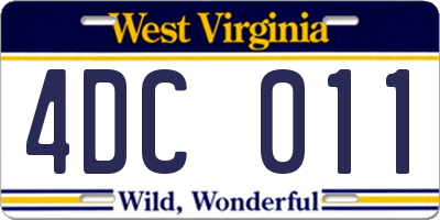 WV license plate 4DC011
