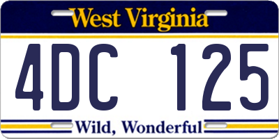 WV license plate 4DC125