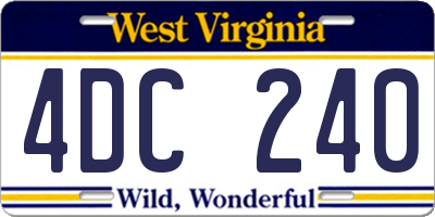WV license plate 4DC240