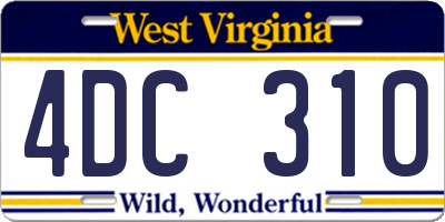 WV license plate 4DC310