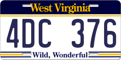 WV license plate 4DC376