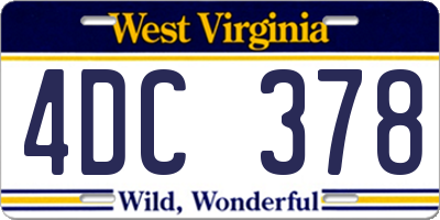 WV license plate 4DC378