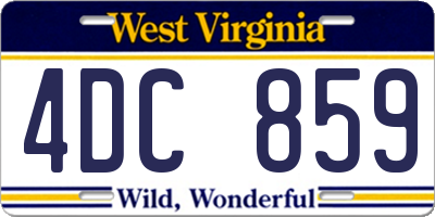 WV license plate 4DC859