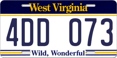 WV license plate 4DD073
