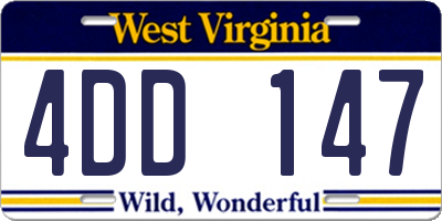 WV license plate 4DD147