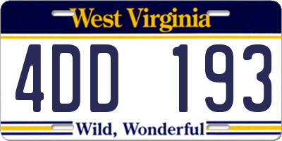WV license plate 4DD193