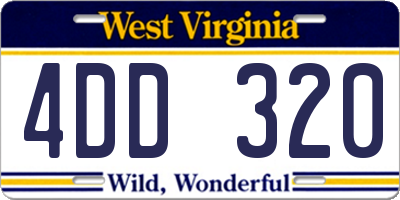 WV license plate 4DD320