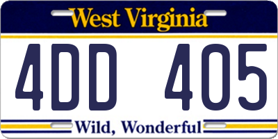 WV license plate 4DD405