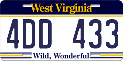 WV license plate 4DD433