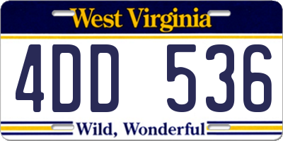 WV license plate 4DD536