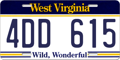 WV license plate 4DD615