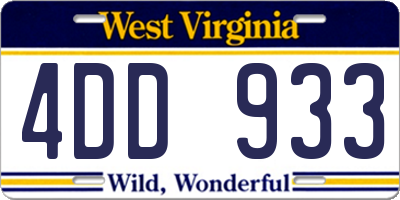 WV license plate 4DD933