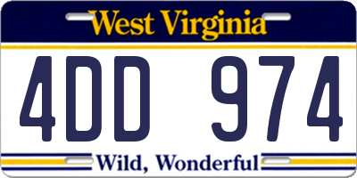 WV license plate 4DD974