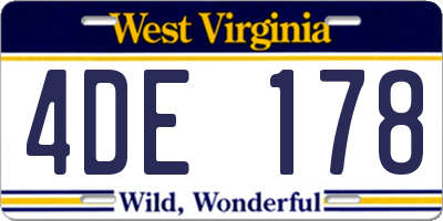 WV license plate 4DE178