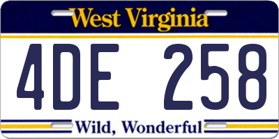 WV license plate 4DE258