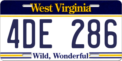 WV license plate 4DE286