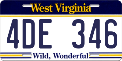 WV license plate 4DE346