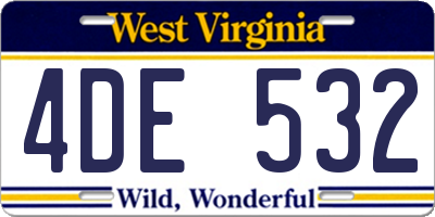 WV license plate 4DE532