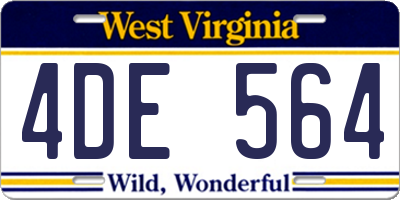 WV license plate 4DE564