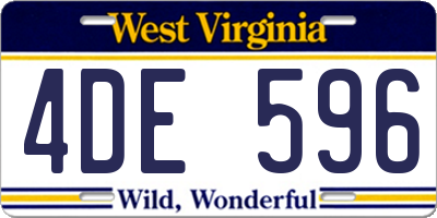 WV license plate 4DE596