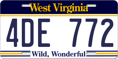 WV license plate 4DE772